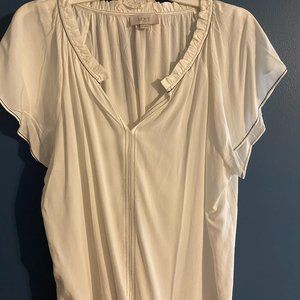 LOFT size L White Blouse with Black Trim